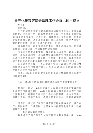 县亮化暨市容综合治理工作会议上的主持稿(2)
