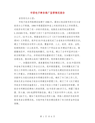 市委电子事务推广监管情况报告