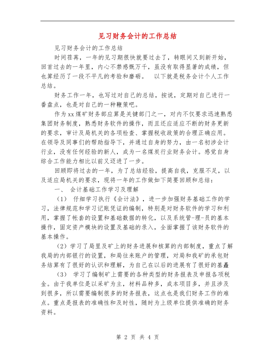 见习财务会计的工作总结_第2页