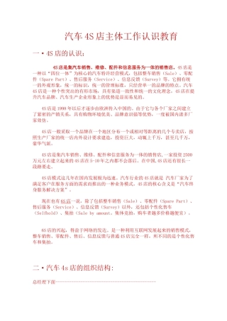 汽车4S店岗位职责