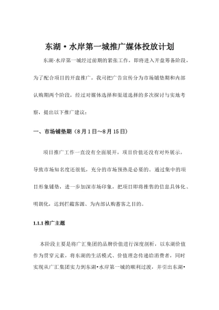 东湖水岸第一城推广媒体投放计划书