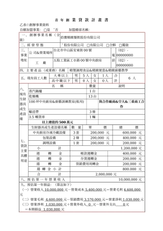 青年创业贷款计画书