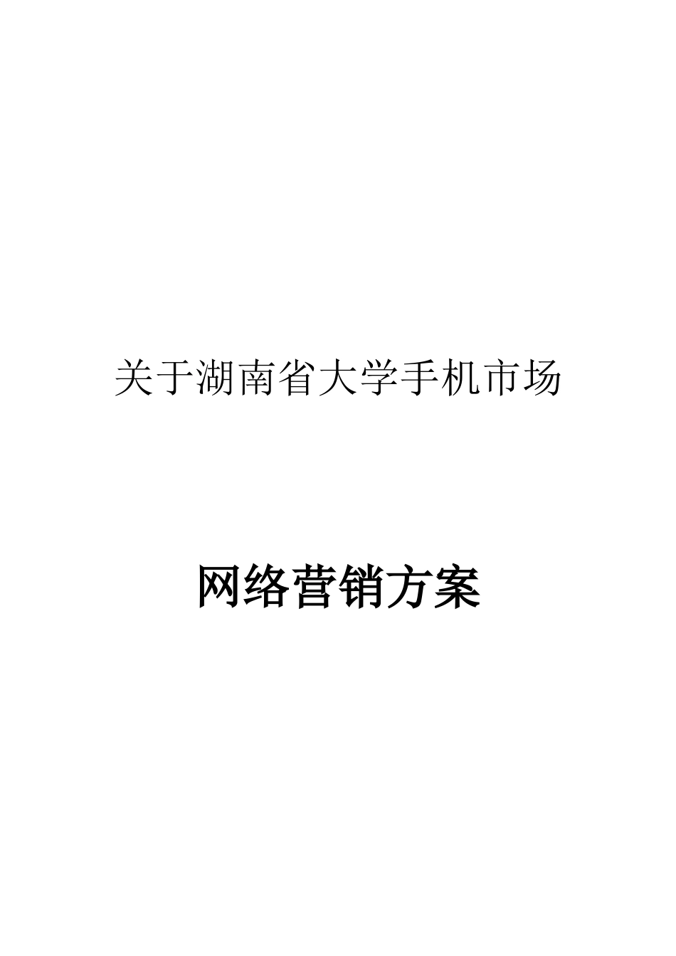 关于湖南省大学手机市场的网络营销方案_第1页