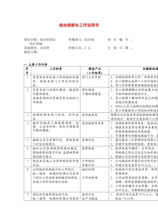 综合管理部部长职务说明