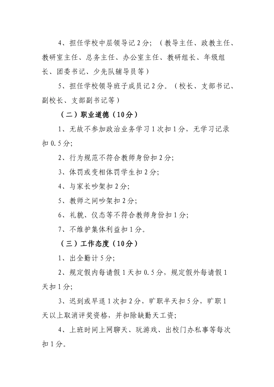 某某小学教师量化考核及奖惩制度_第2页