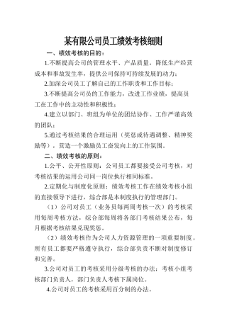 某有限公司员工绩效考核细则（ 25页）
