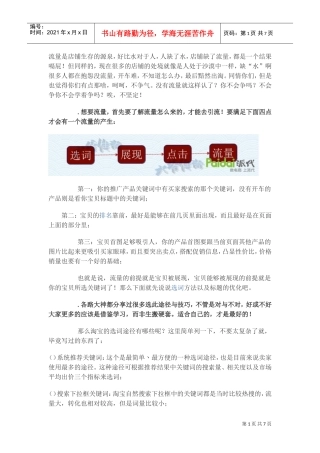 运营技巧带你了解流量的秘密！(DOC7页)