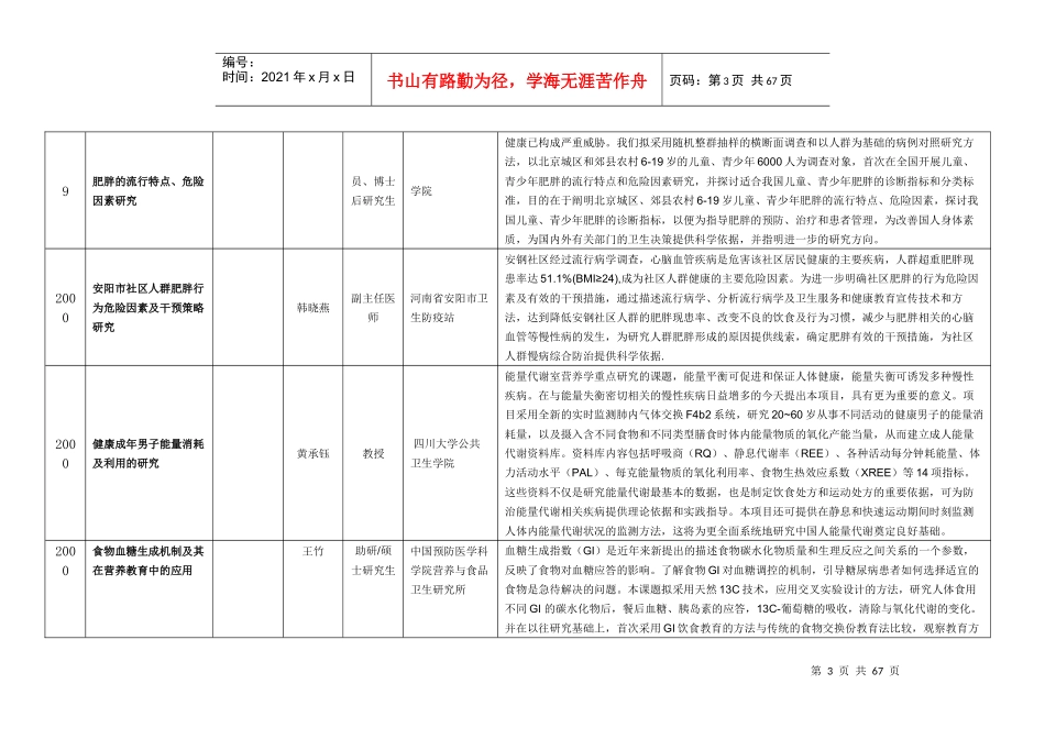 达能营养中心历年膳食营养研究与宣教基金项目汇总_第3页