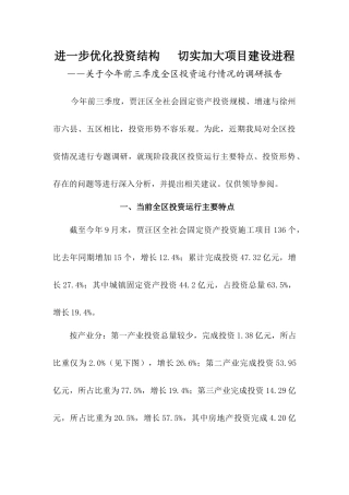 进一步优化投资结构切实加大项目建设进程