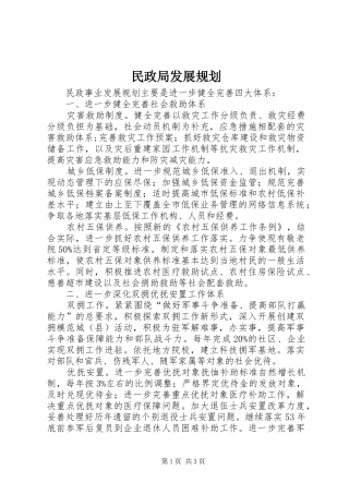 民政局发展规划