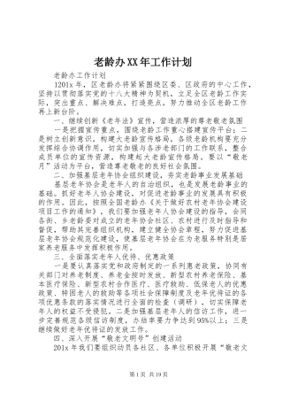 老龄办XX年工作计划