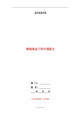 球谊协会工作计划范文