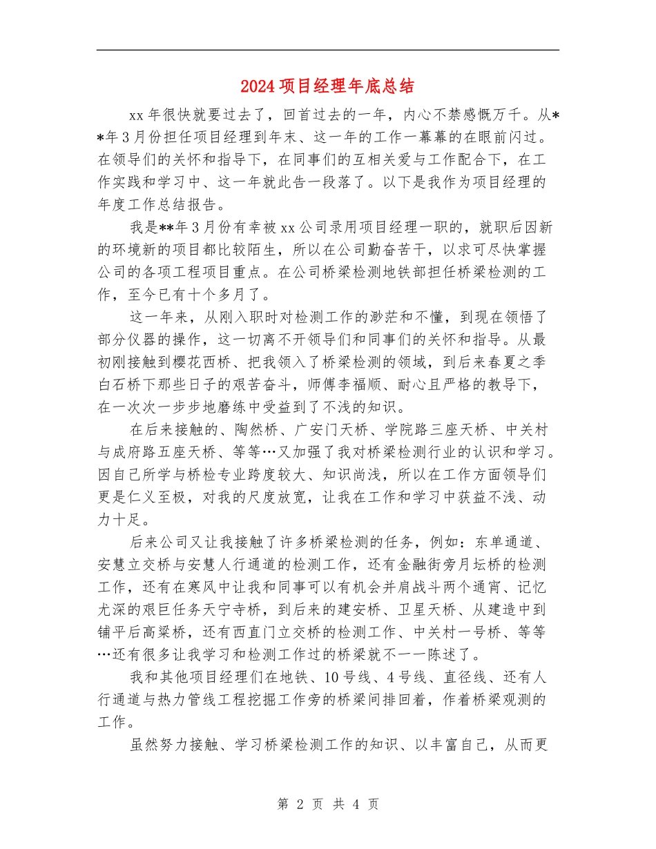 2024项目经理年底总结_第2页