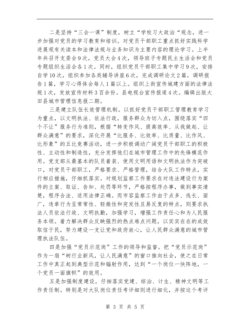城建监察大队党支部半年总结_第3页