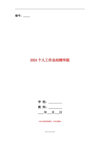 2024个人工作总结精华版