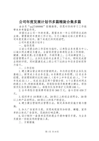 公司年度发展计划书多篇精旋合集多篇