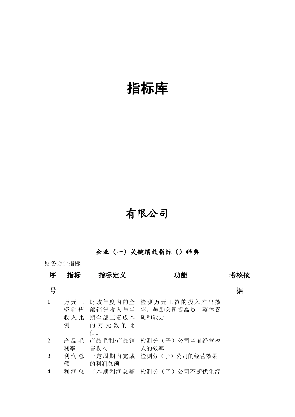 某有限公司各部门KPI绩效指标_第1页