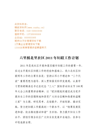 某某社区妇联工作计划