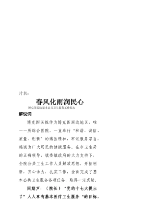 公共卫生服务工作记实