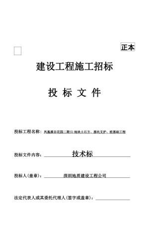 凤凰溪谷花园二期S1地块土石方、基坑支护桩基础工程方案