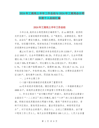 2024年工商局上半年工作总结与2024年工商局会计师年度个人总结汇编