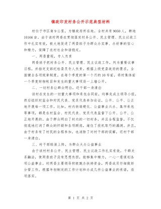 镇政印发村务公开示范典型材料