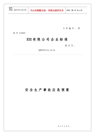 贸易经营类企业生产安全事故应急预案