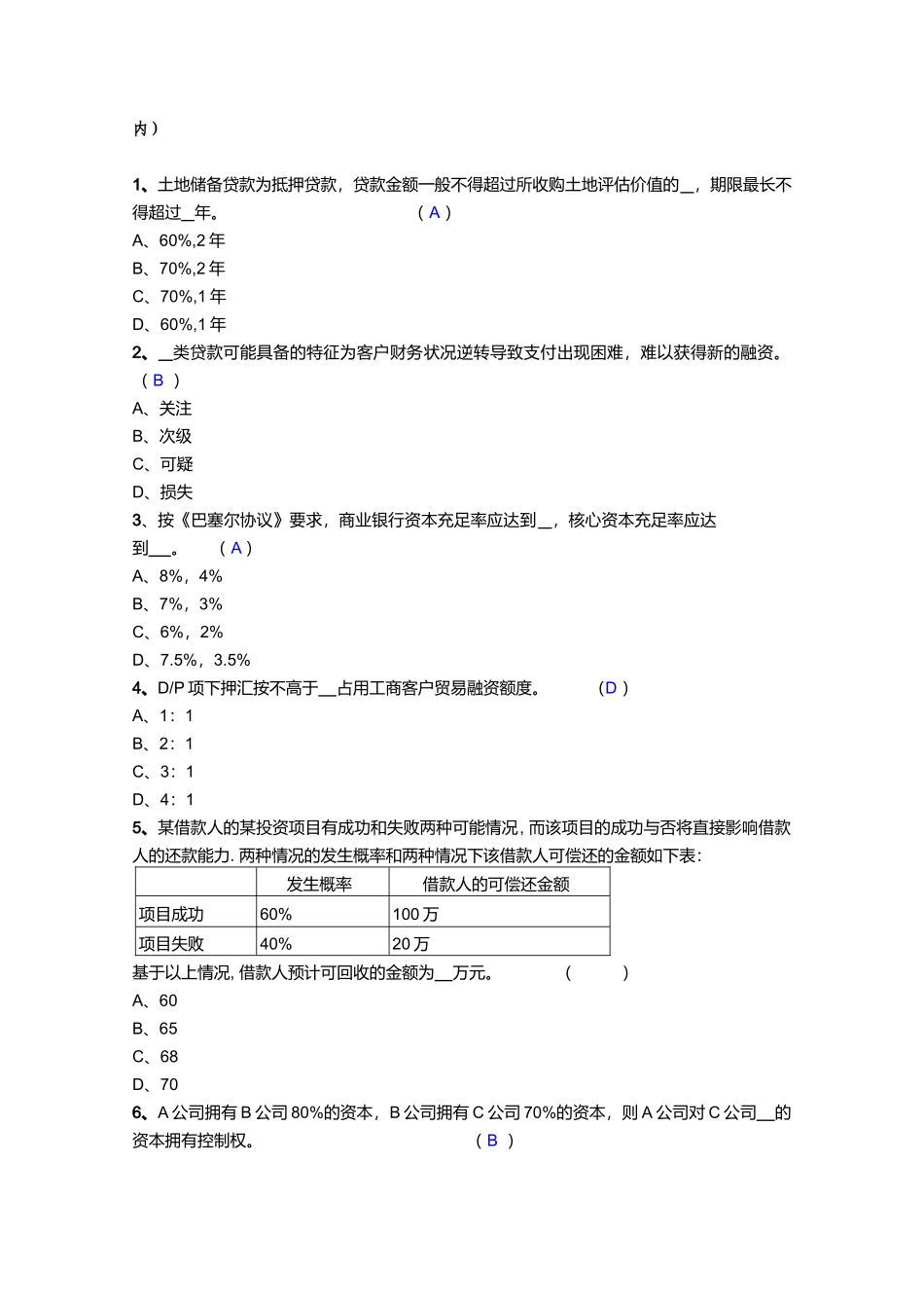 某银行分行省行级尽责审查员资格认定选拔试题_第2页