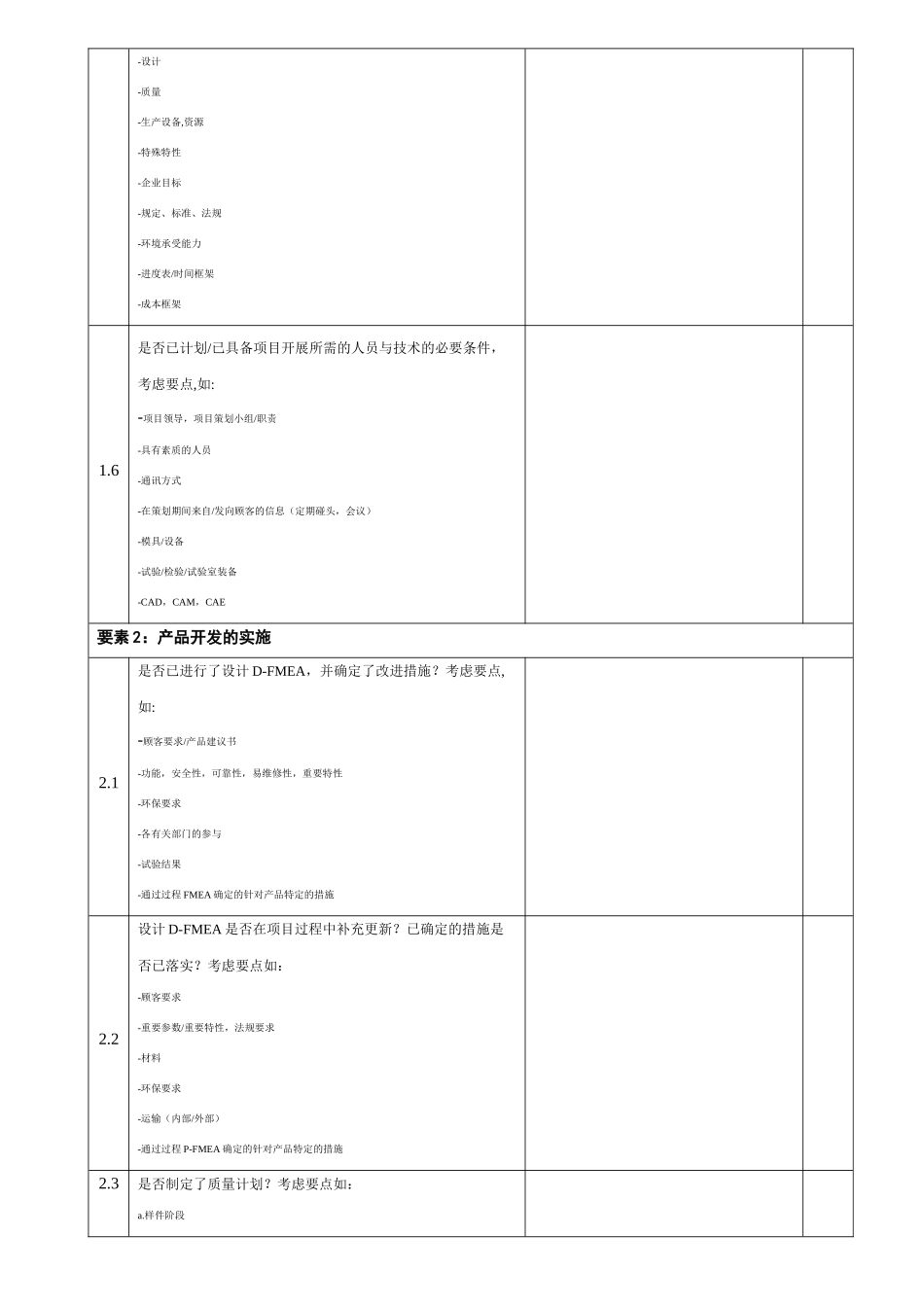 过程审核清单-产品开发_第2页