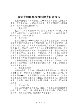 规划土地监察局执法检查自查报告