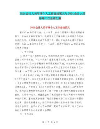 2024会计人员年终个人工作总结范文与2024会计人员年终工作总结汇编