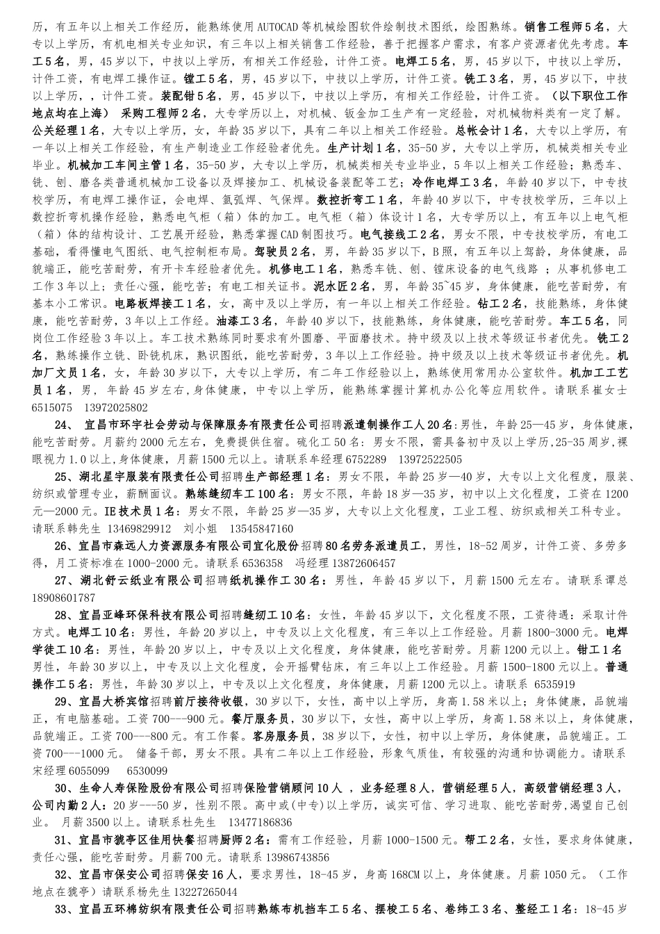 猇亭人力资源市场招聘信息一、市场登记信息（求职人员须携带身_第3页