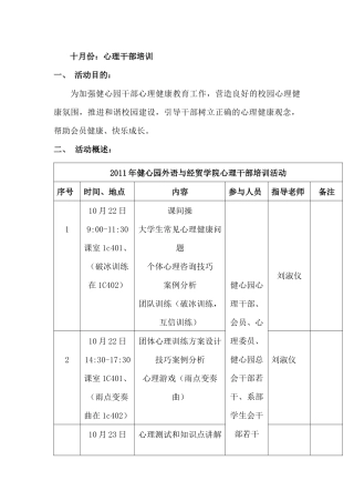 心理培训方案