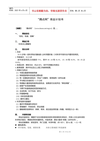 蹲点网商业计划书