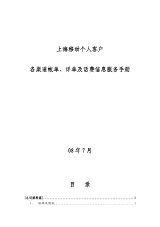 各渠道帐单详单及话费信息服务操作手册