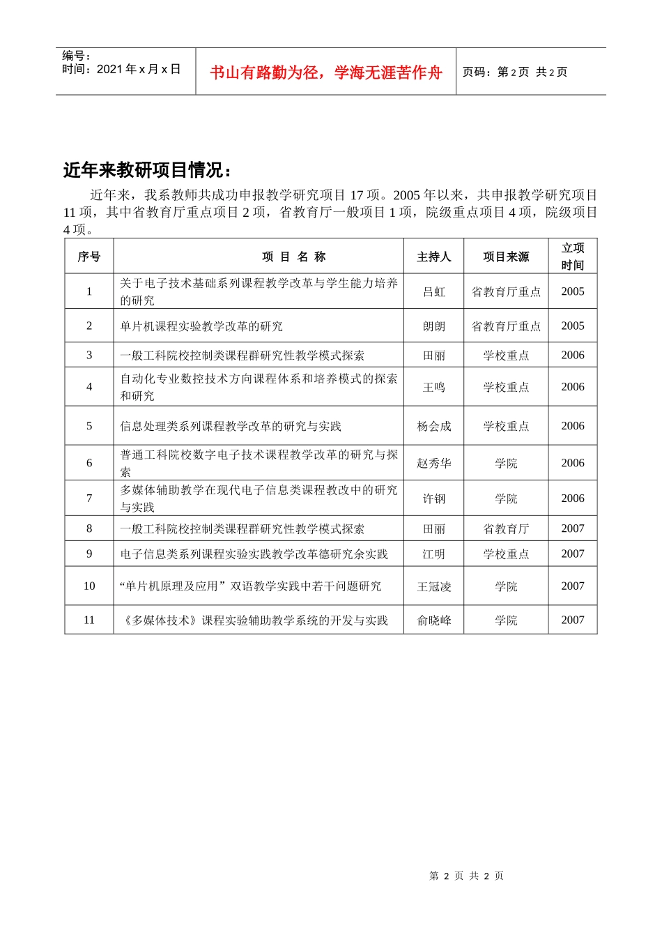 近年来科研项目情况：_第2页