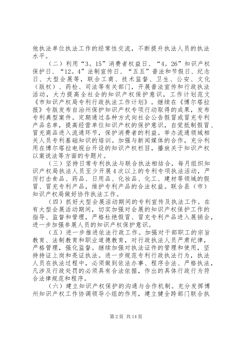 第一篇：市知识产权局专利行政执法工作计划_第2页