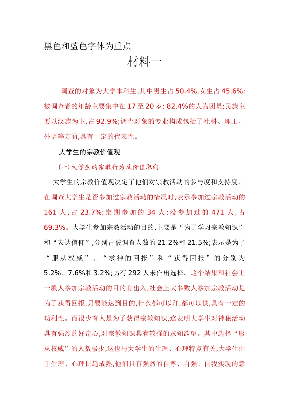 关于大学生宗教信仰的调查_第1页