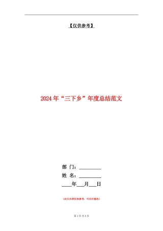 2024年“三下乡”年度总结范文