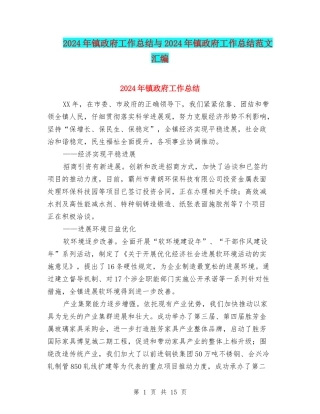 2024年镇政府工作总结与2024年镇政府工作总结范文汇编