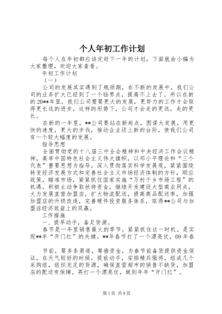 个人年初工作计划