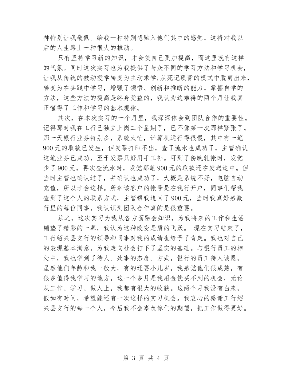 金融系专业学生的暑假实习报告_第3页