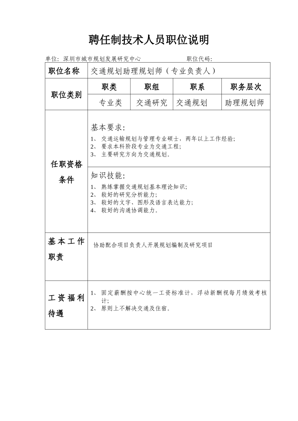 深圳市城市规划发展研究中心公开招聘专业技术人员职位表_第2页