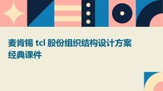 麦肯锡TCL股份组织结构设计方案经典课件