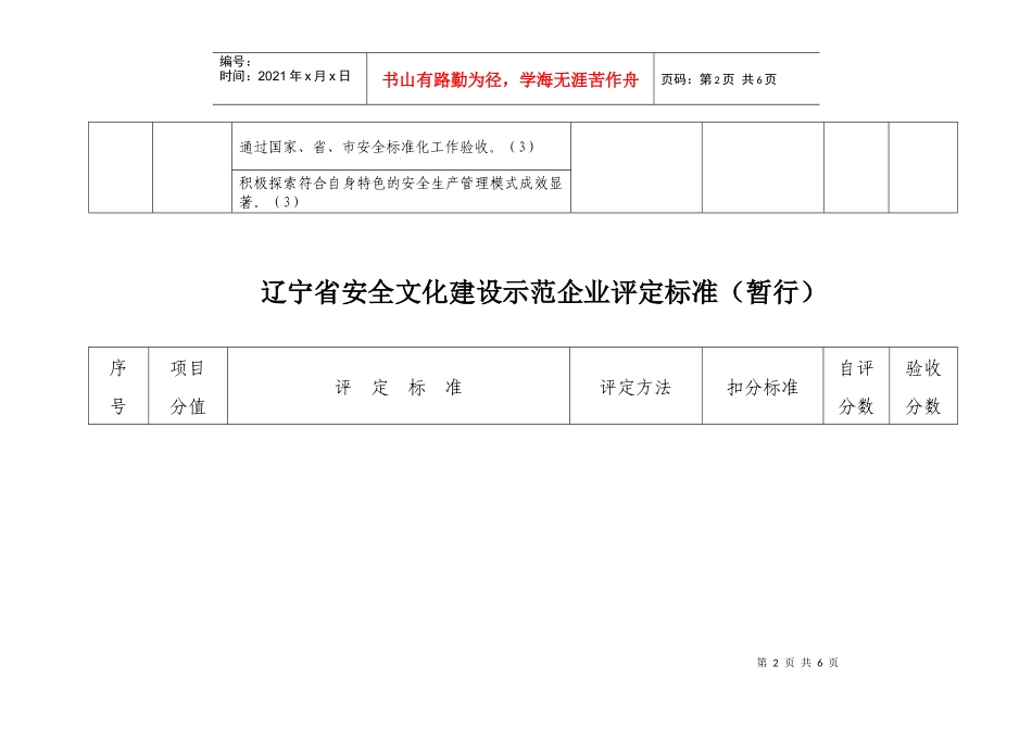 辽宁省安全文化建设示范企业评定标准（暂行)下载-辽宁省_第2页