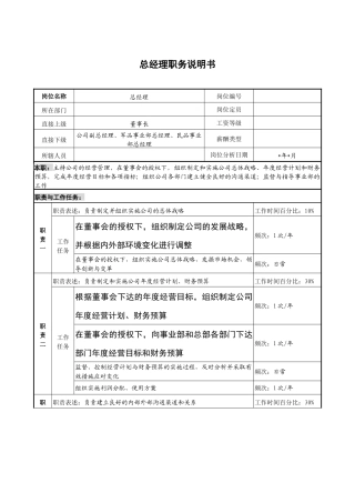 总经理职务说明书