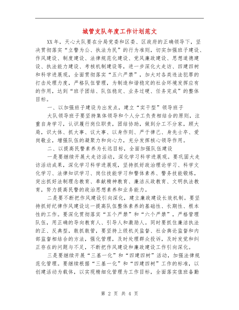 城管支队年度工作计划范文_第2页