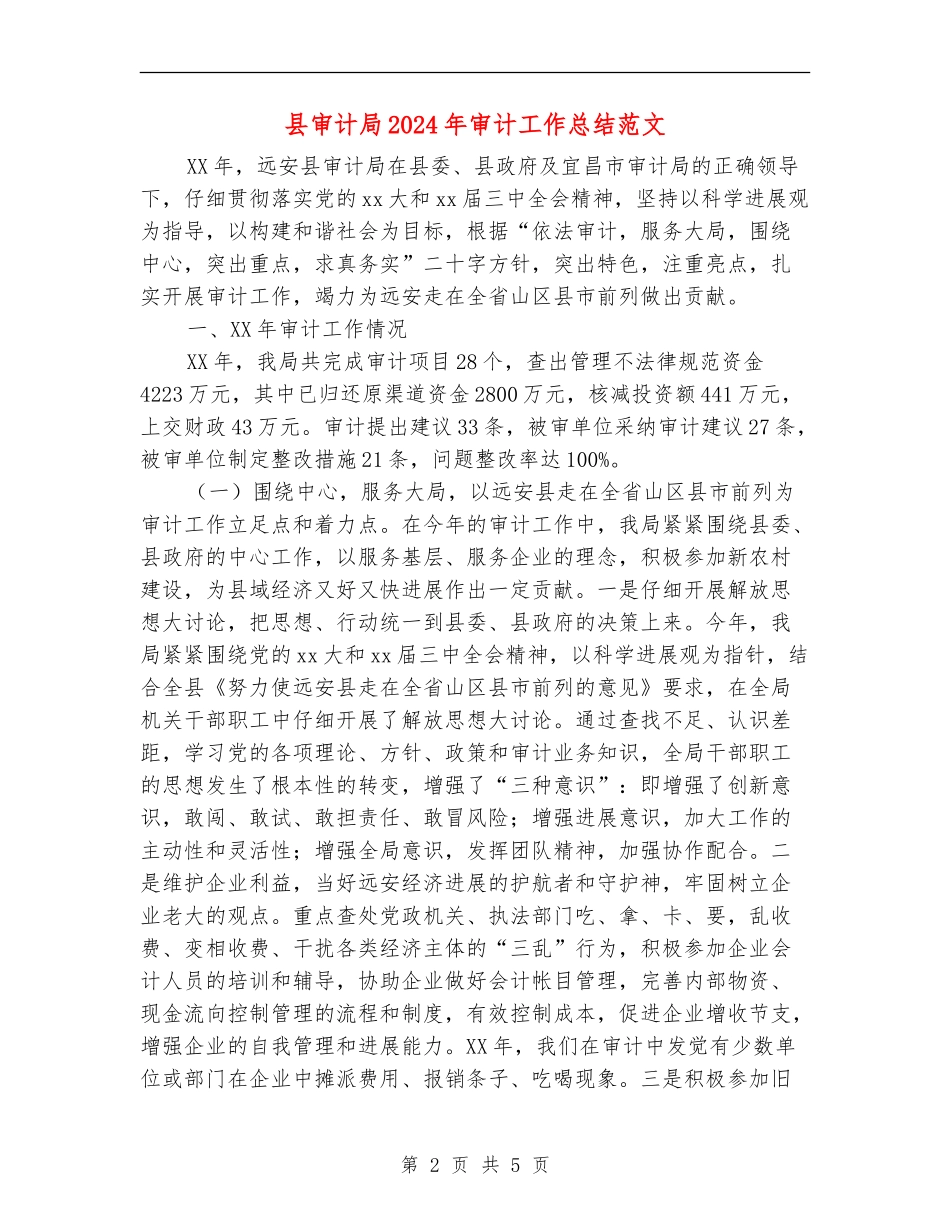 县审计局2024年审计工作总结范文_第2页