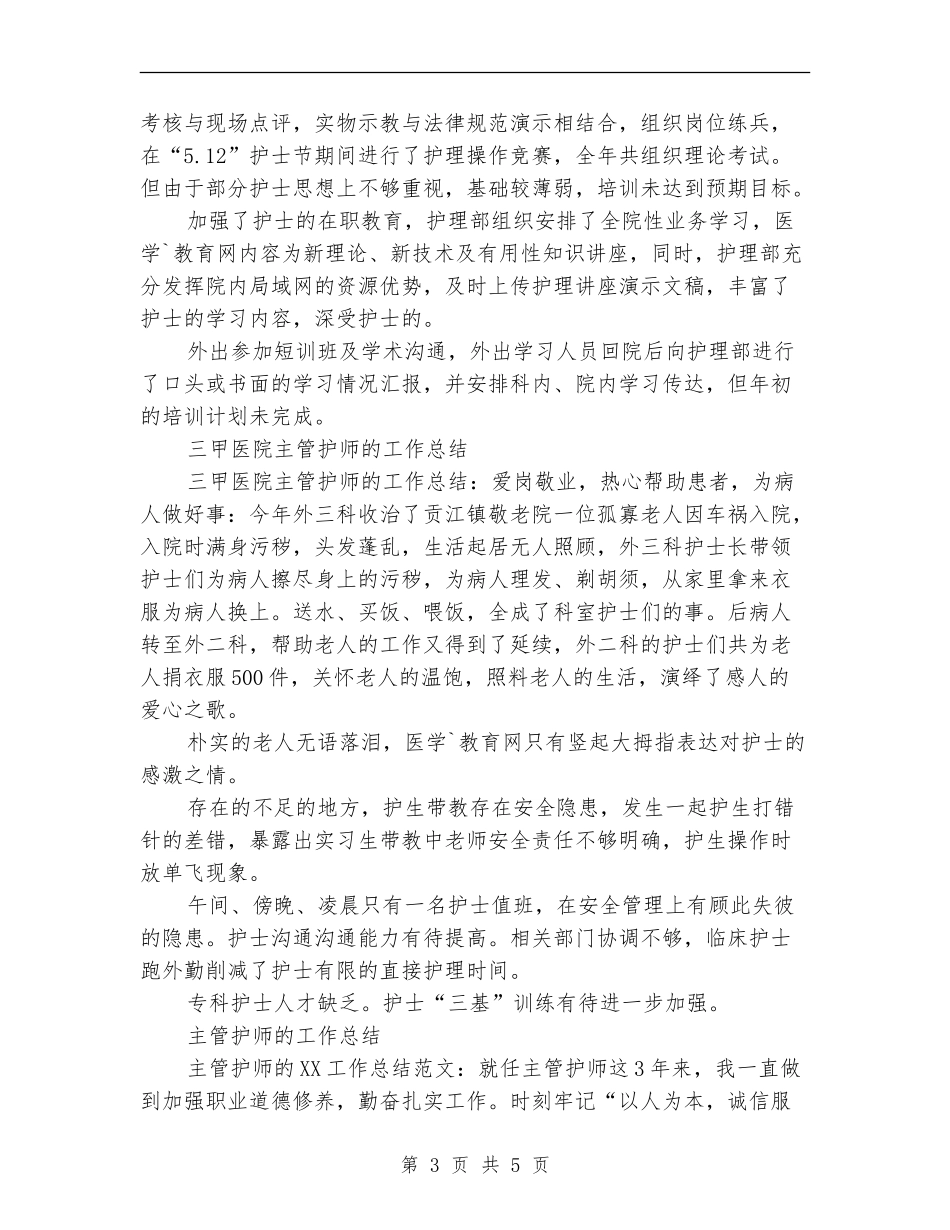 护师的工作总结模板4篇_第3页