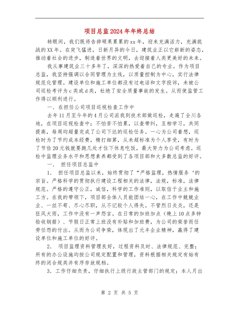 项目总监2024年年终总结_第2页